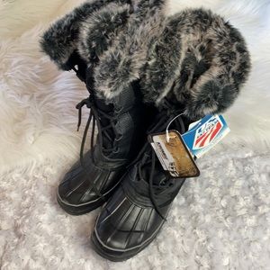 New Khombu Nordic Insulated Winter Snow Boots Suede Fur Black Women's 7